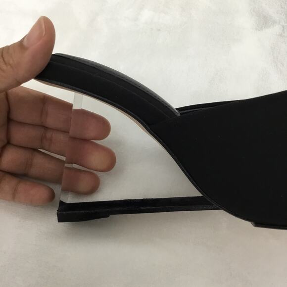 Good American Cinderella black Mules Lucite Heel Wedge Sandals NEW sz 5 - Picture 5 of 5